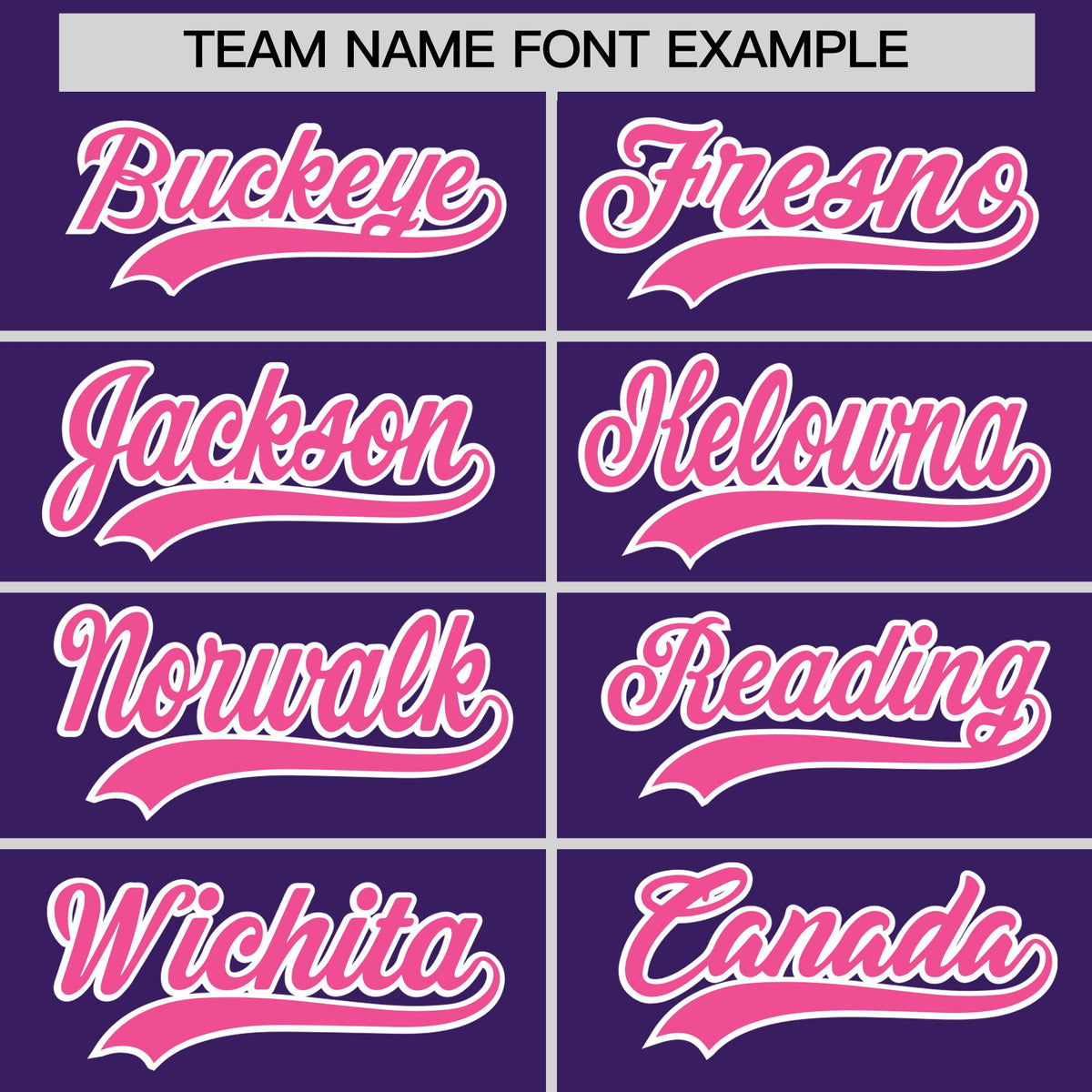 Personalised coach jacket team name lettering and font examples - Style 1 | KXKSHOP