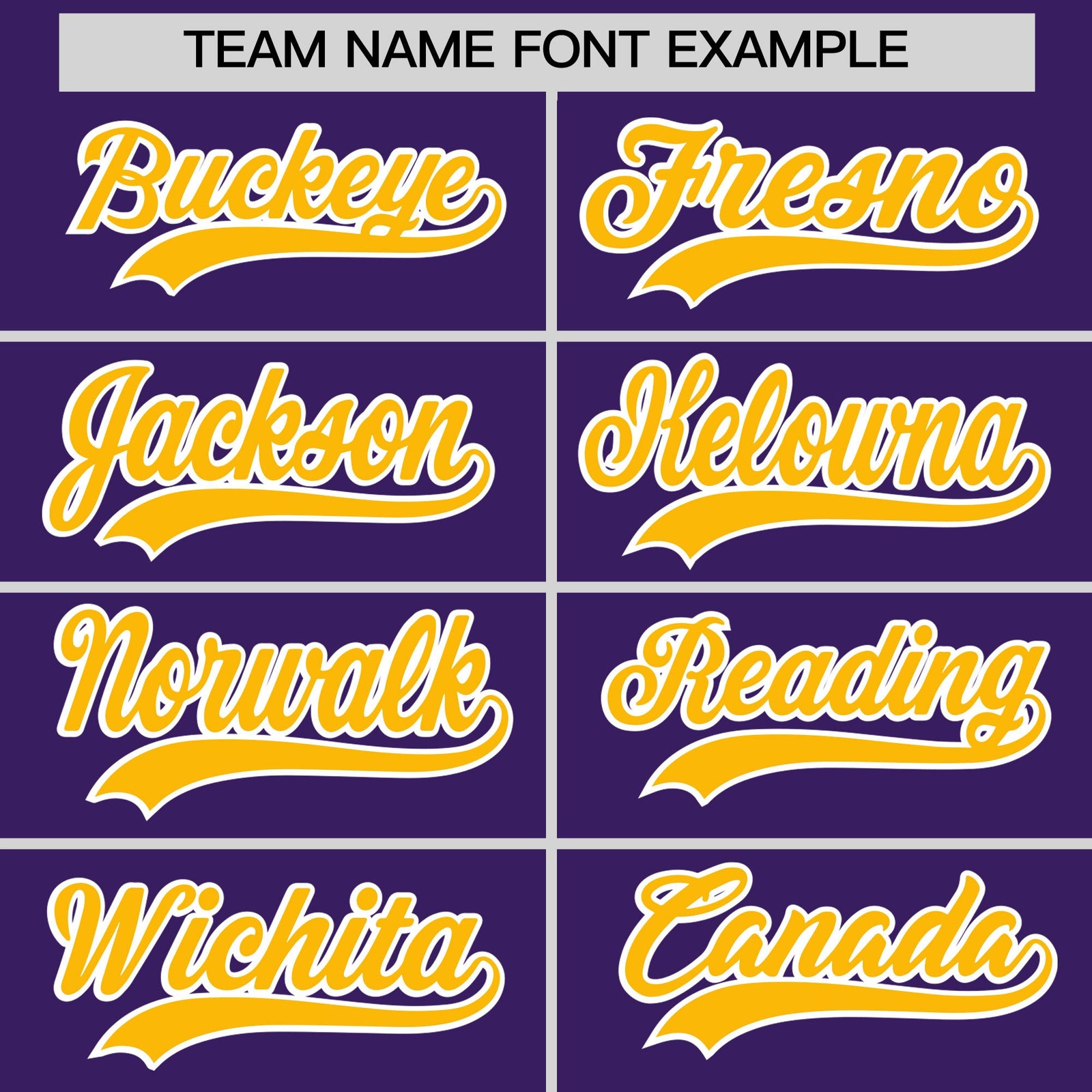 Personalised coach jacket team name lettering and font examples - Style 1 | KXKSHOP