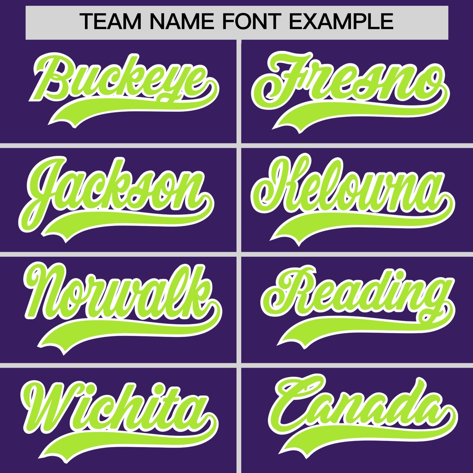 Personalised coach jacket team name lettering and font examples - Style 1 | KXKSHOP