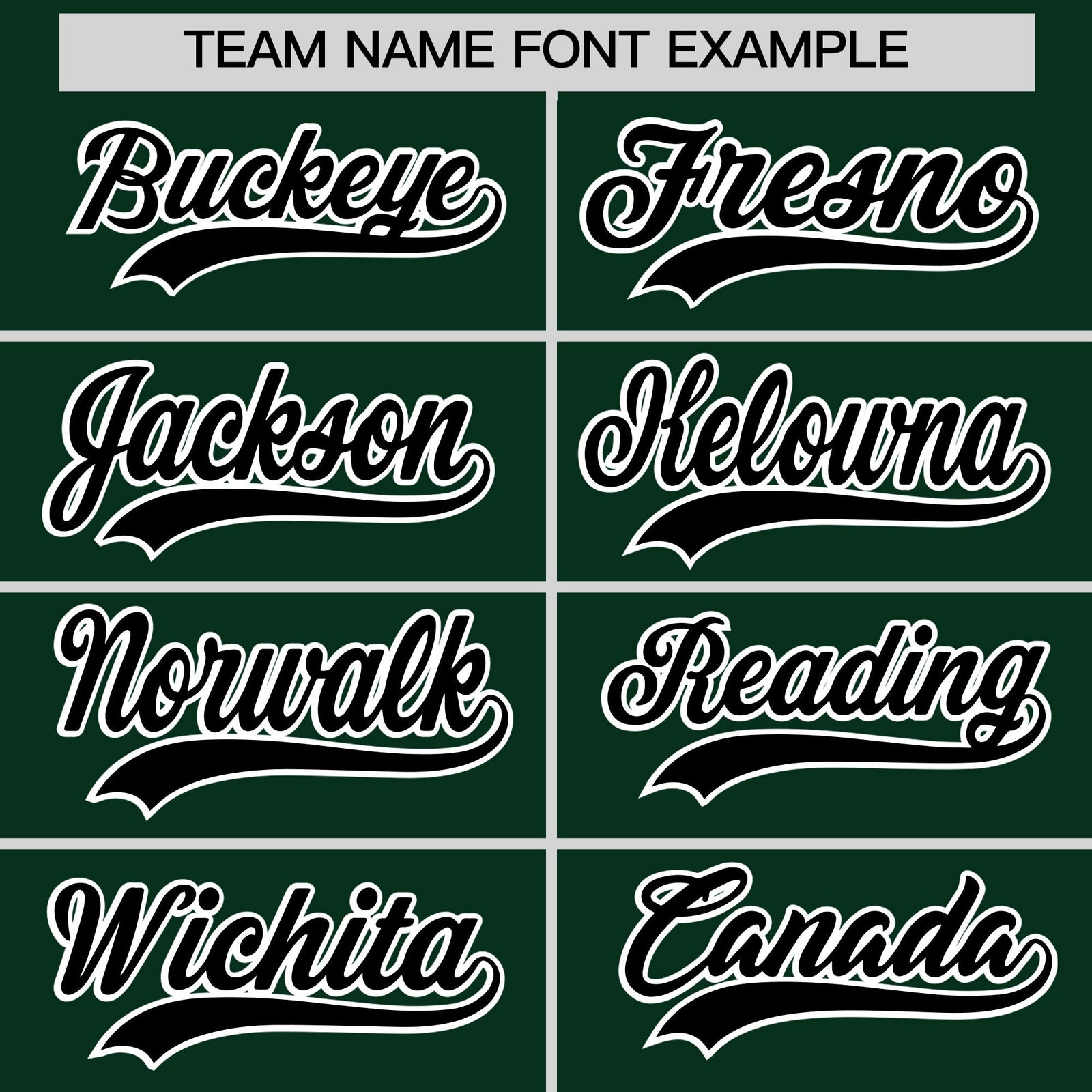 Personalised coach jacket team name lettering and font examples - Style 1 | KXKSHOP