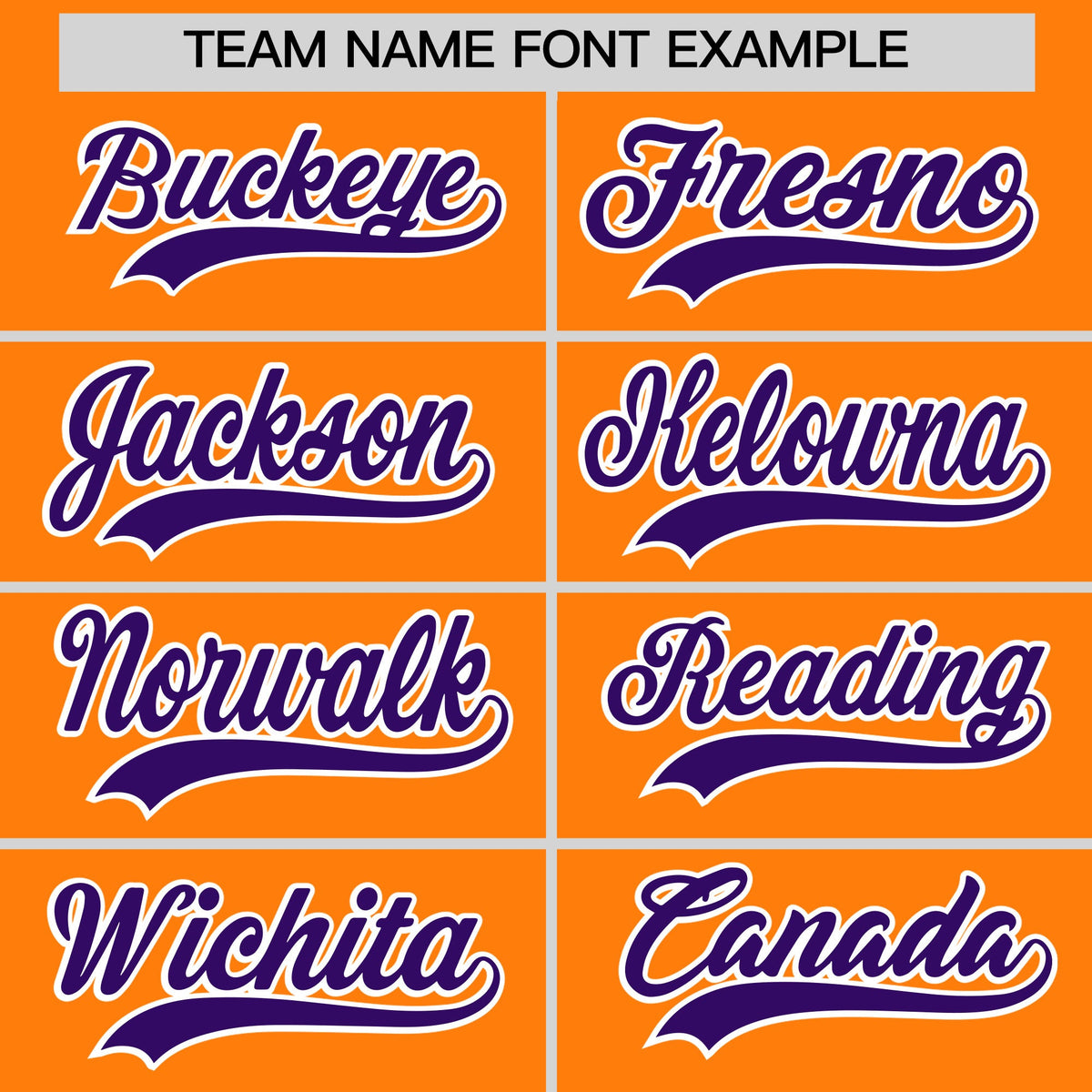 Personalised coach jacket team name lettering and font examples - Style 1 | KXKSHOP