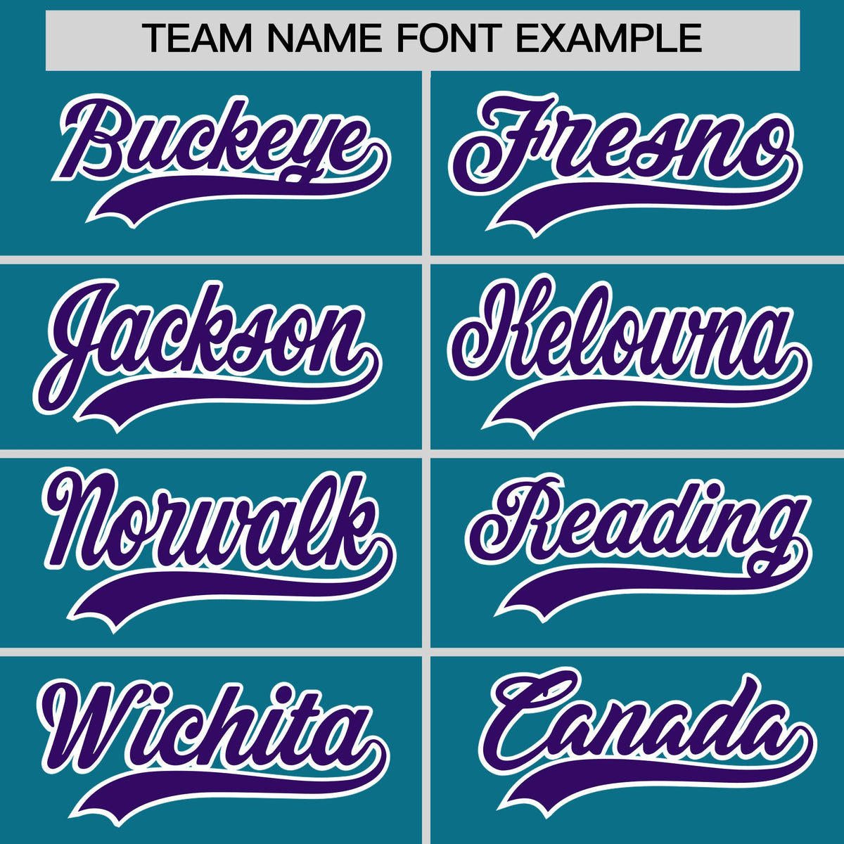 Personalised coach jacket team name lettering and font examples - Style 1 | KXKSHOP