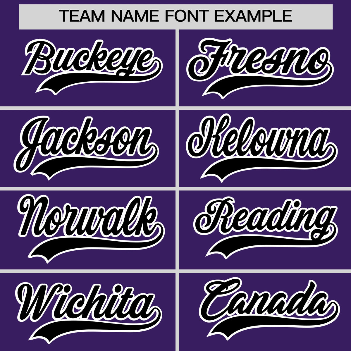 Personalised coach jacket team name lettering and font examples - Style 1 | KXKSHOP