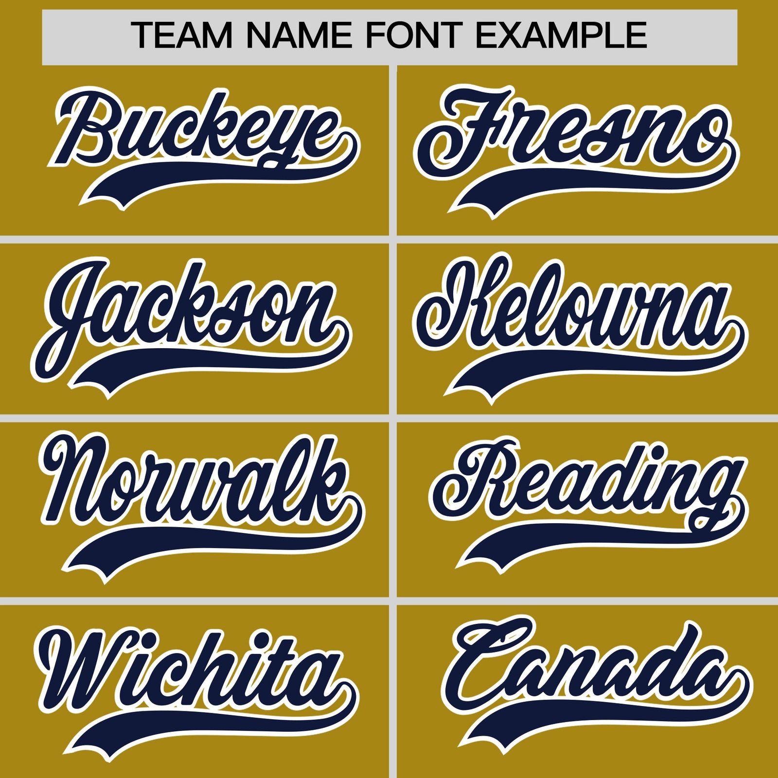 Personalised coach jacket team name lettering and font examples - Style 1 | KXKSHOP