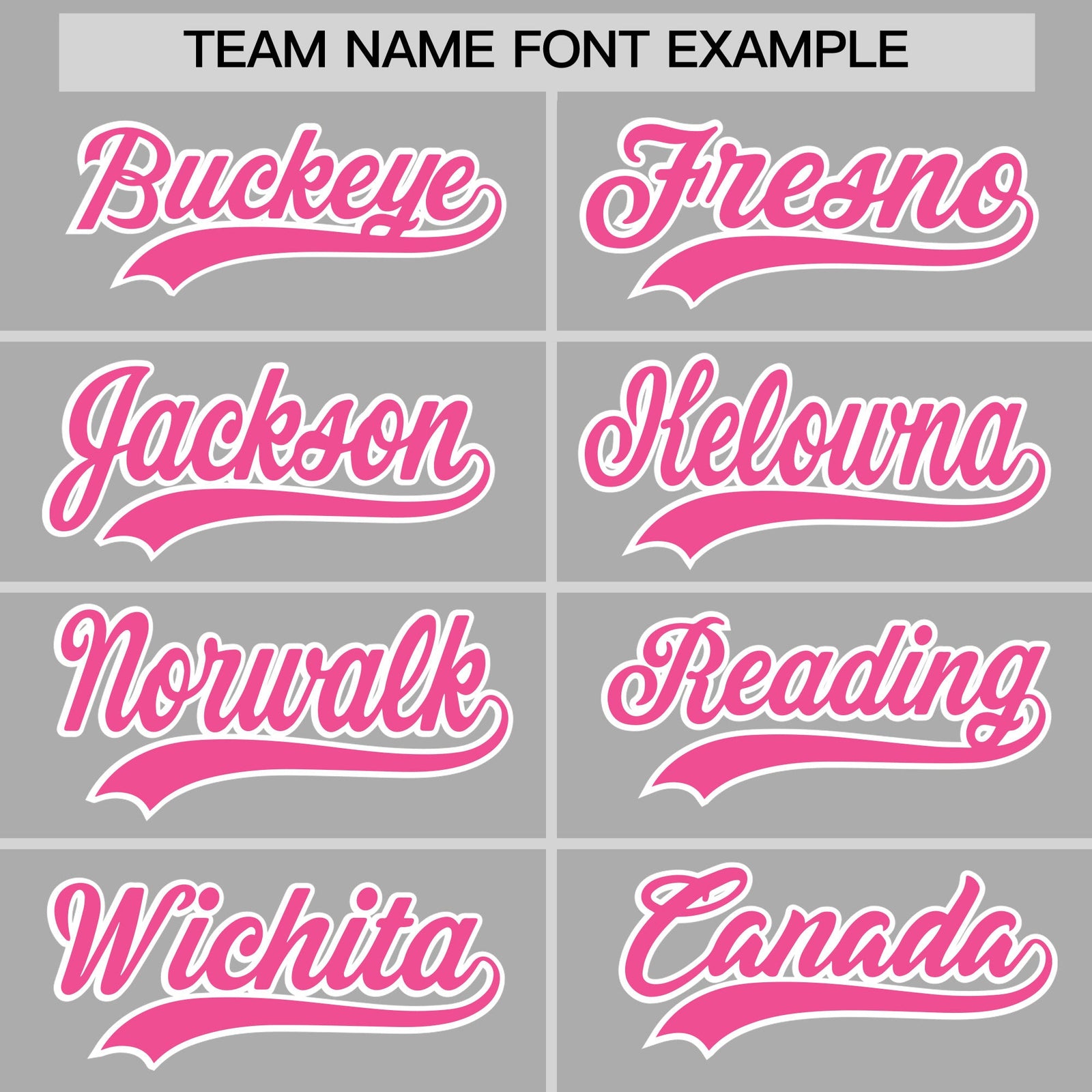 Personalised coach jacket team name lettering and font examples - Style 1 | KXKSHOP