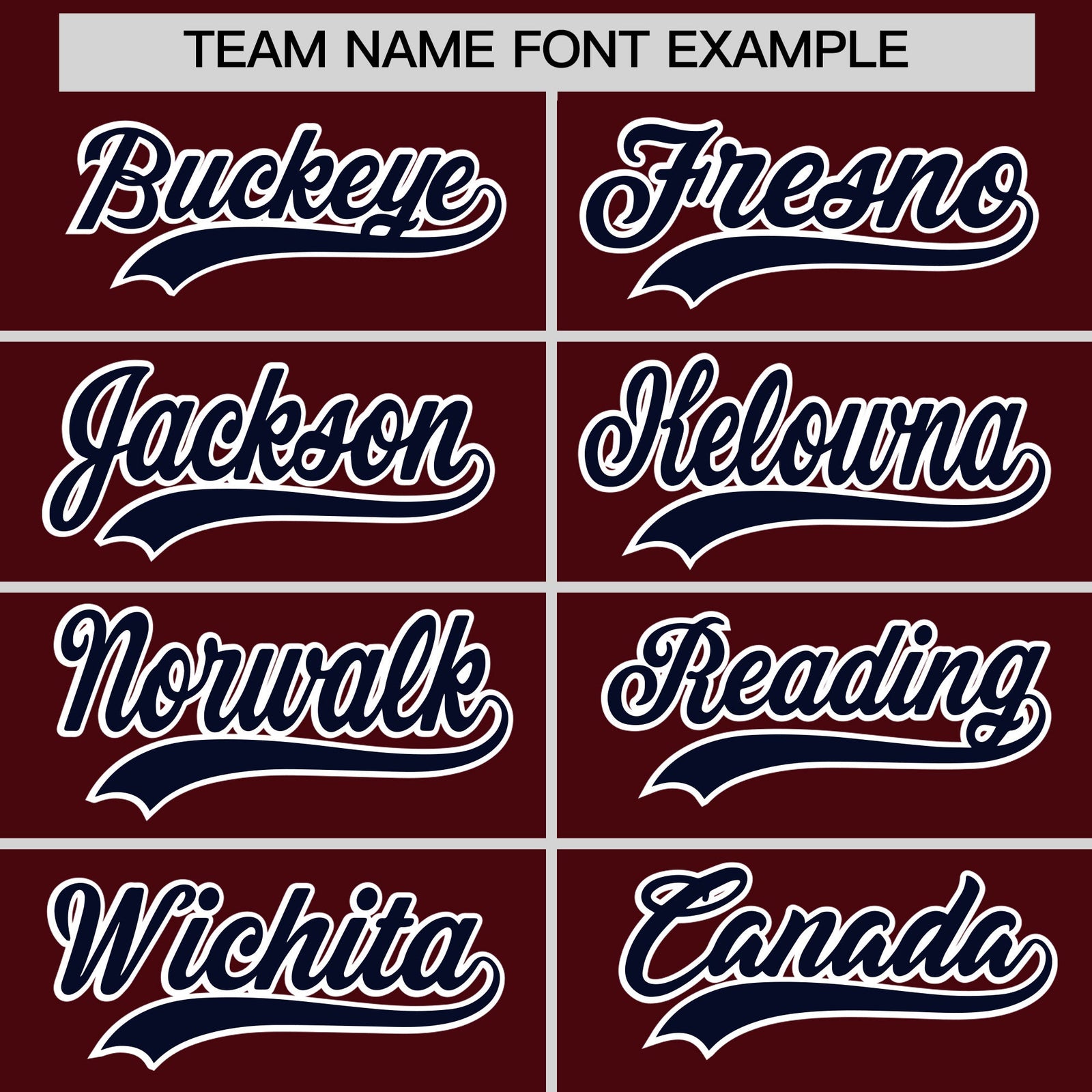 Personalised coach jacket team name lettering and font examples - Style 1 | KXKSHOP