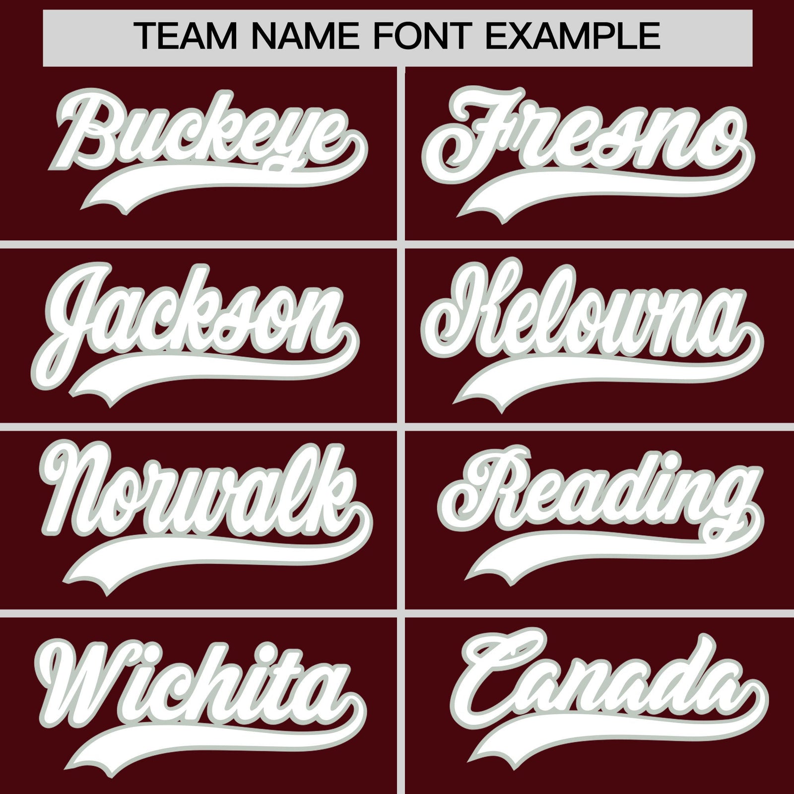 Personalised coach jacket team name lettering and font examples - Style 1 | KXKSHOP