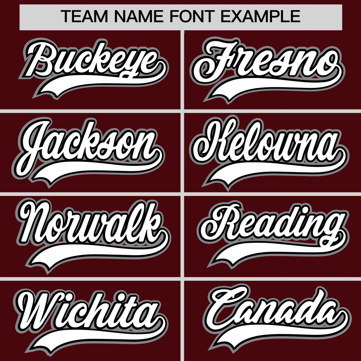 Personalised coach jacket team name lettering and font examples - Style 1 | KXKSHOP