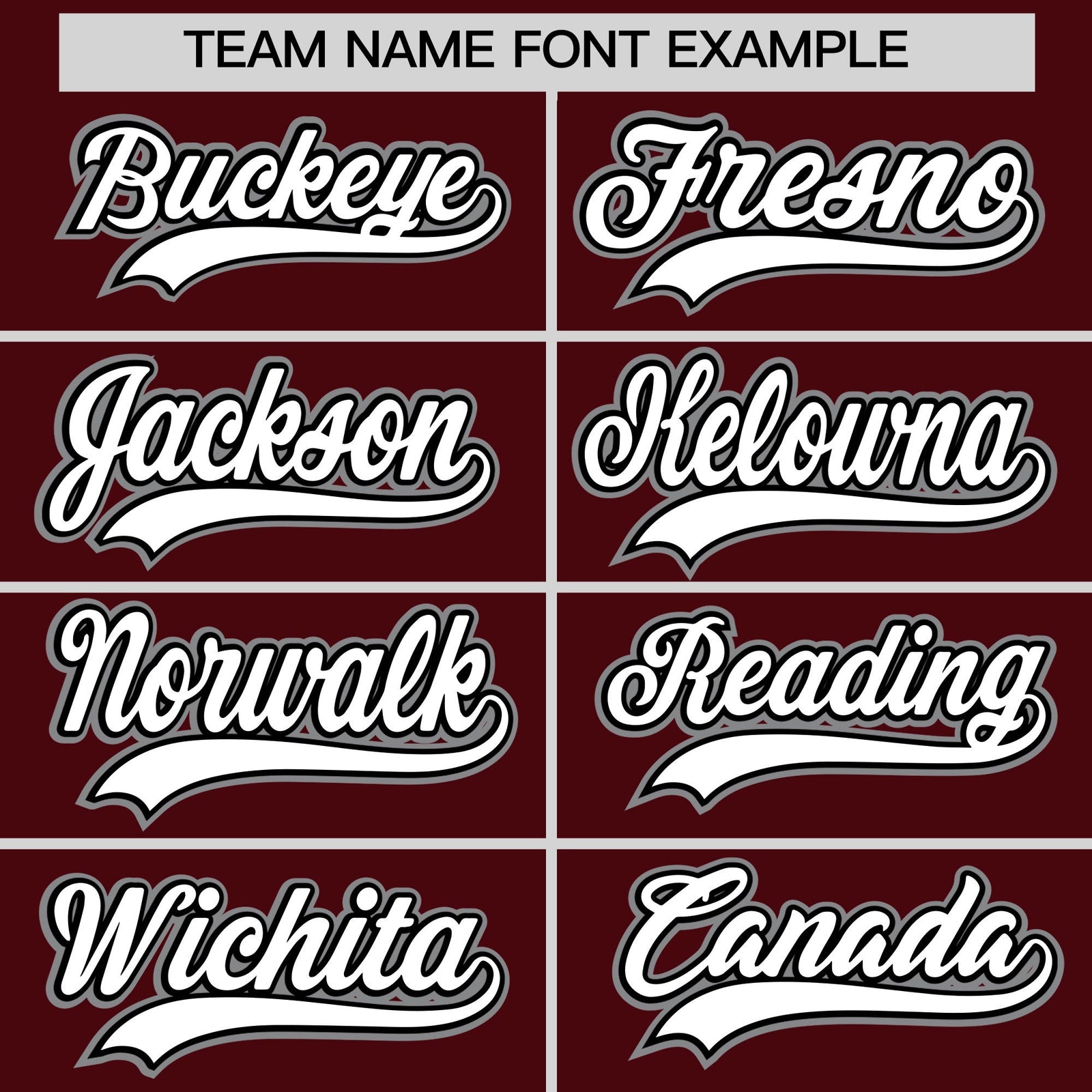 Personalised coach jacket team name lettering and font examples - Style 1 | KXKSHOP