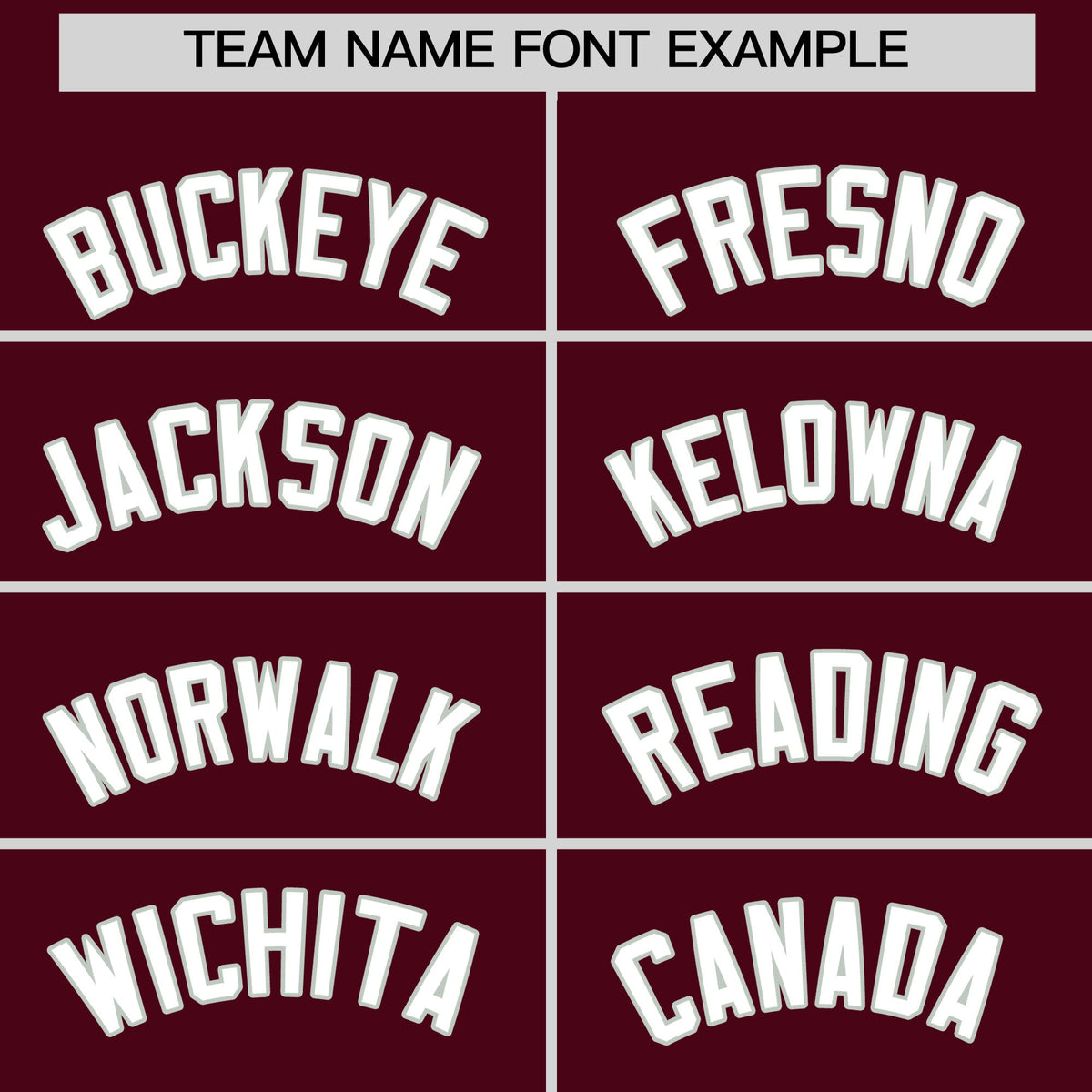 Personalised coach jacket team name lettering and font examples - Style 4 | KXKSHOP