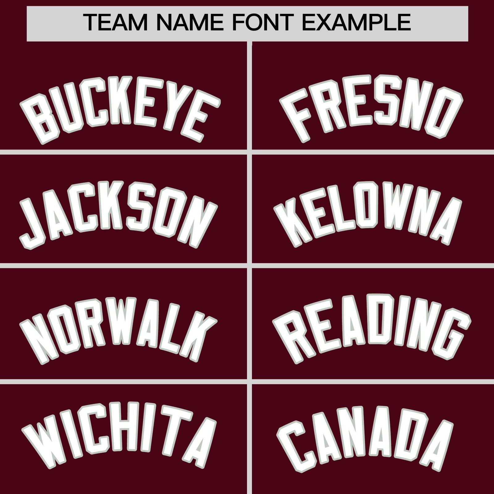 Personalised coach jacket team name lettering and font examples - Style 4 | KXKSHOP