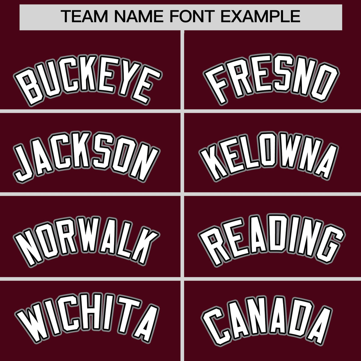 Personalised coach jacket team name lettering and font examples - Style 4 | KXKSHOP