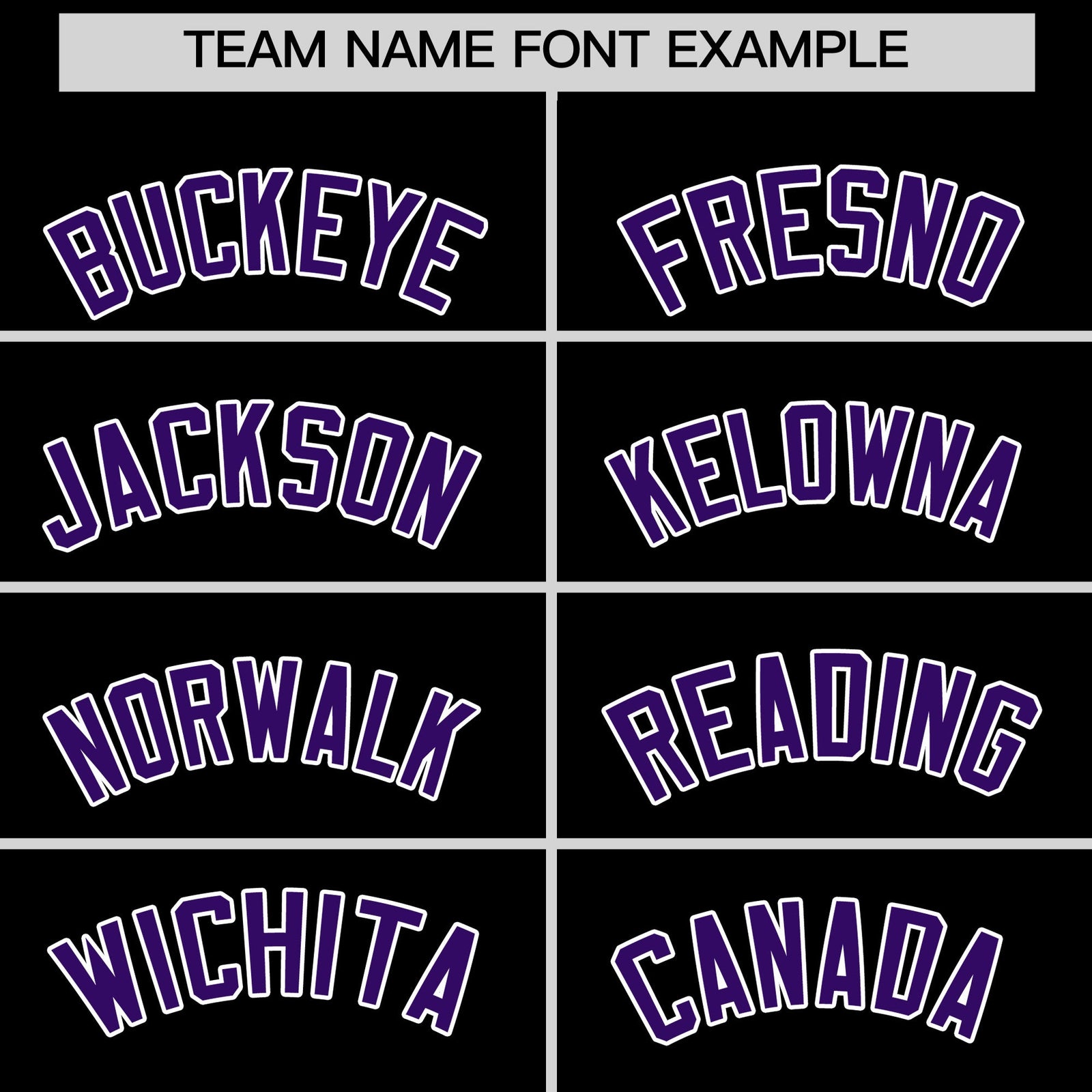 Personalised coach jacket team name lettering and font examples - Style 4 | KXKSHOP