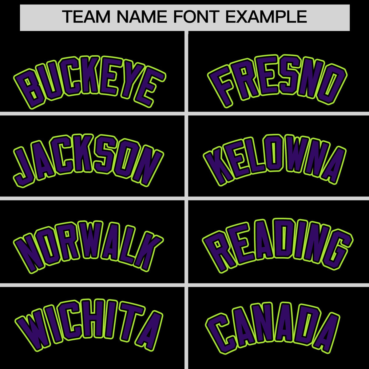 Personalised coach jacket team name lettering and font examples - Style 4 | KXKSHOP