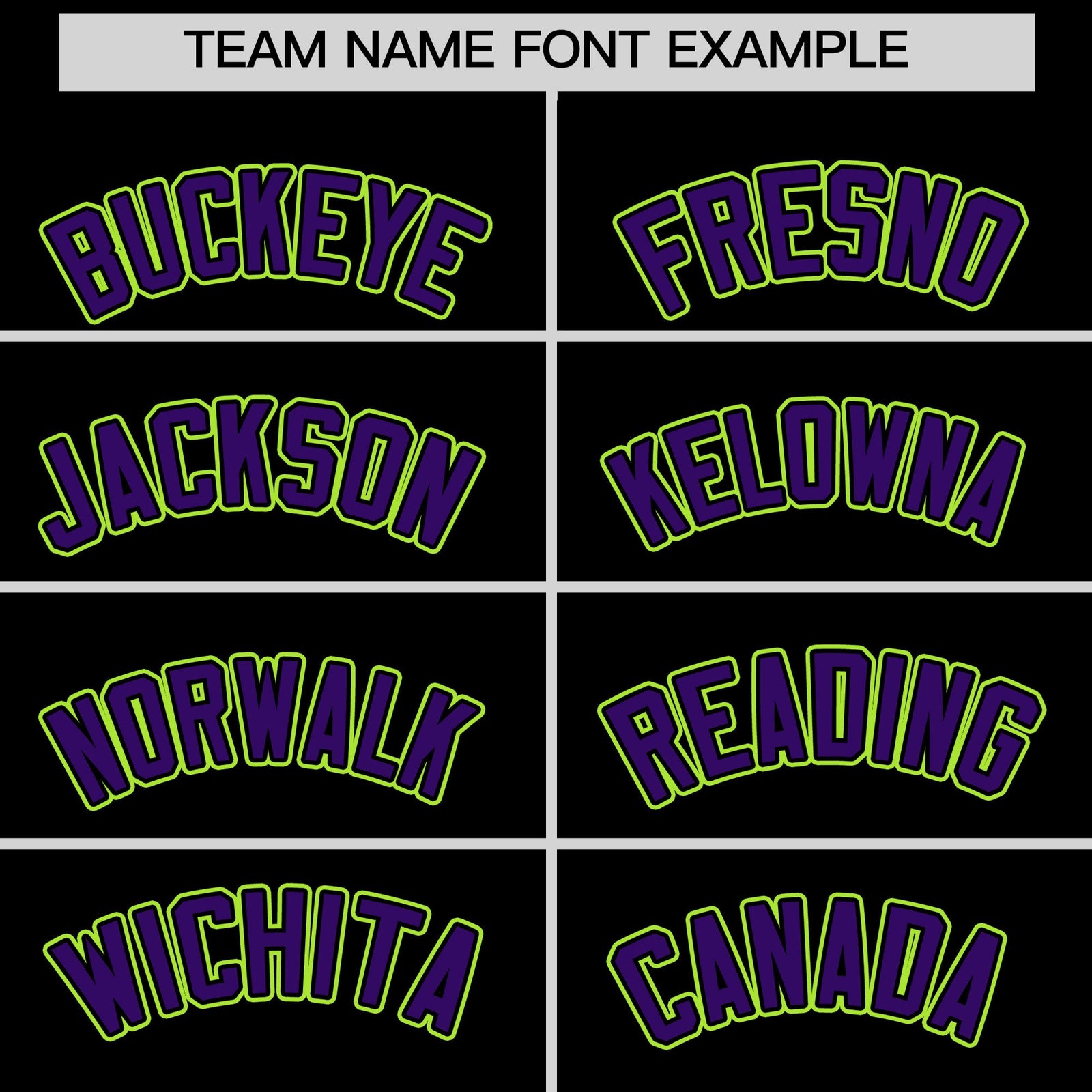 Personalised coach jacket team name lettering and font examples - Style 4 | KXKSHOP