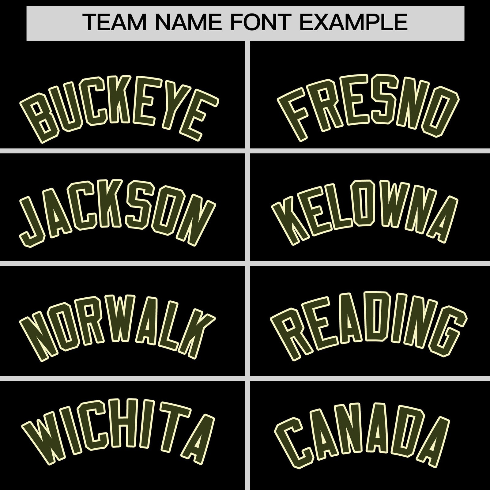 Personalised coach jacket team name lettering and font examples - Style 4 | KXKSHOP