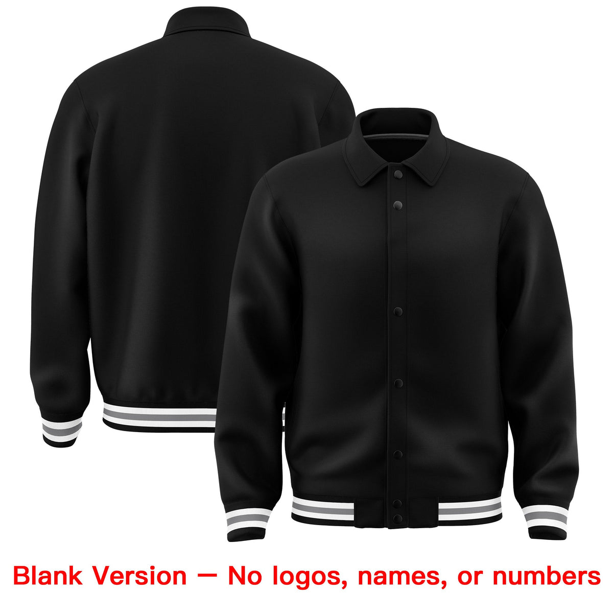 Custom Black, White, Grey collared coach jacket blank template - no names or numbers - Style 4 | KXKSHOP