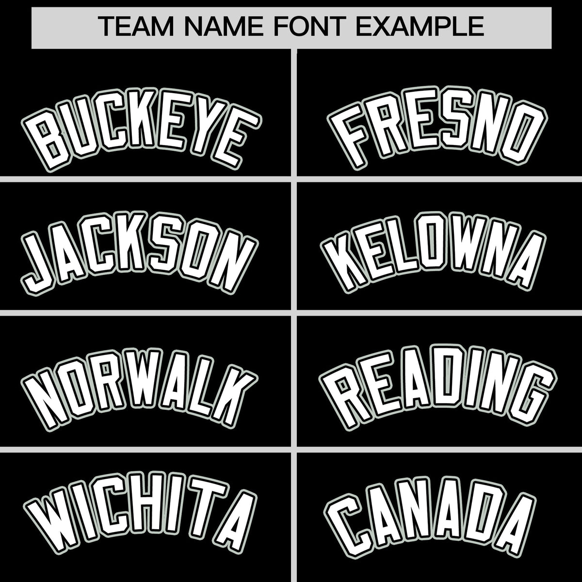Personalised coach jacket team name lettering and font examples - Style 4 | KXKSHOP