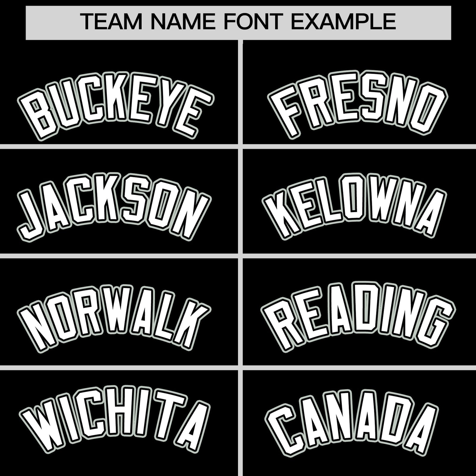 Personalised coach jacket team name lettering and font examples - Style 4 | KXKSHOP