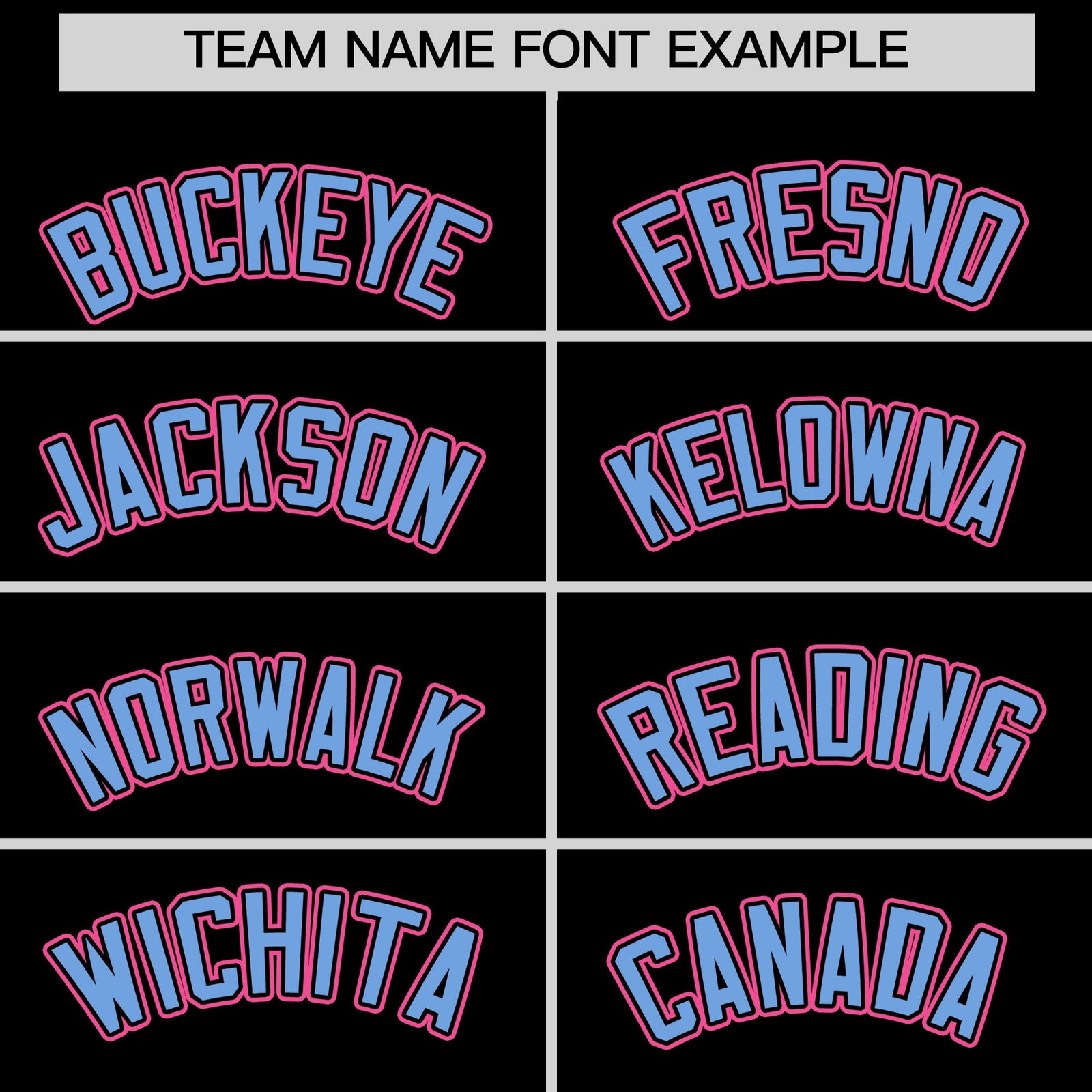 Personalised coach jacket team name lettering and font examples - Style 4 | KXKSHOP