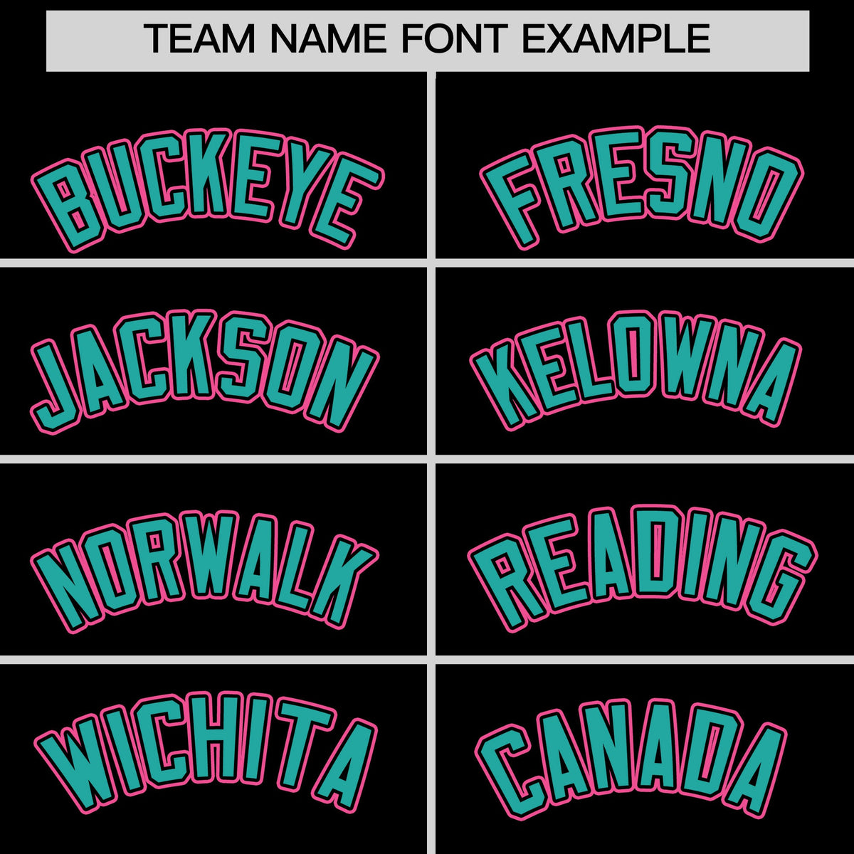 Personalised coach jacket team name lettering and font examples - Style 4 | KXKSHOP