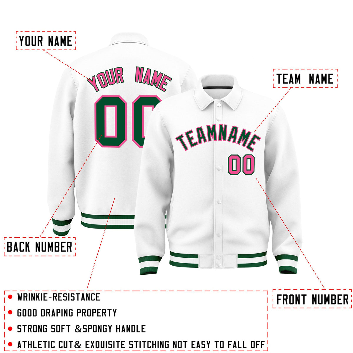 Personalised collared jacket customisation guide - names, numbers and team logos - Style 4 | KXKSHOP