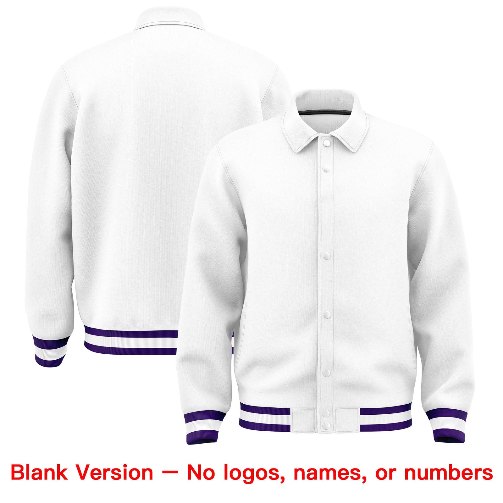 Custom White, Orange, Purple collared coach jacket blank template - no names or numbers - Style 4 | KXKSHOP