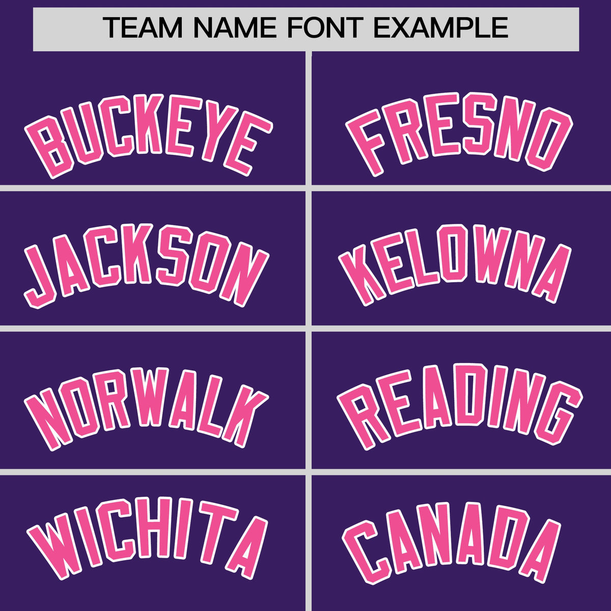 Personalised coach jacket team name lettering and font examples - Style 4 | KXKSHOP