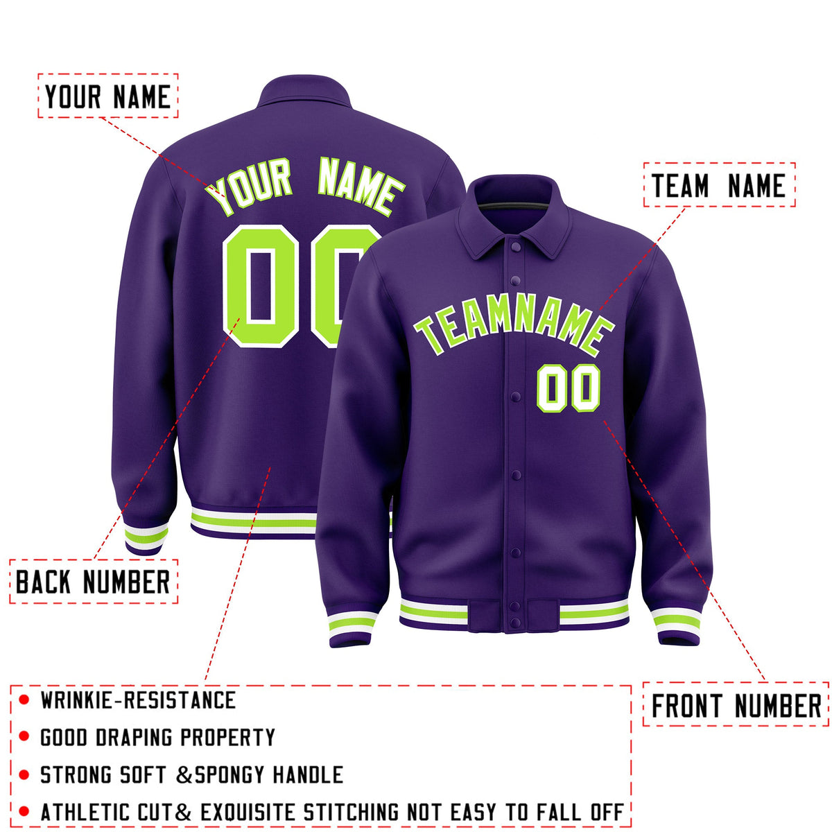 Personalised collared jacket customisation guide - names, numbers and team logos - Style 4 | KXKSHOP