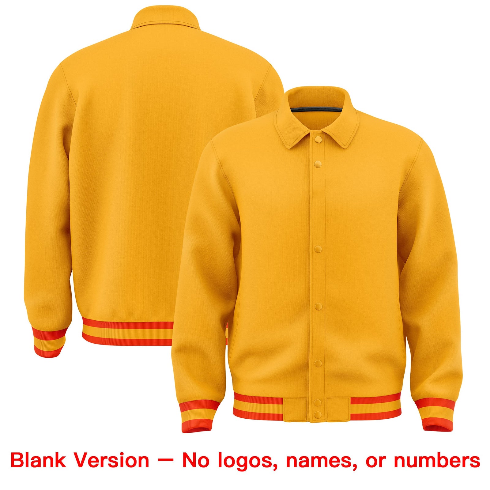 Custom Yellow, Orange, White collared coach jacket blank template - no names or numbers - Style 4 | KXKSHOP