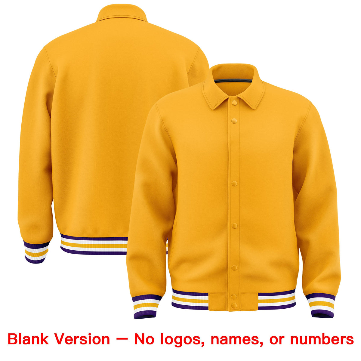 Custom Yellow, Purple, White collared coach jacket blank template - no names or numbers - Style 4 | KXKSHOP