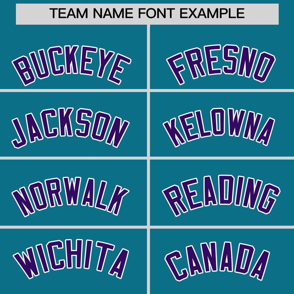 Personalised coach jacket team name lettering and font examples - Style 4 | KXKSHOP