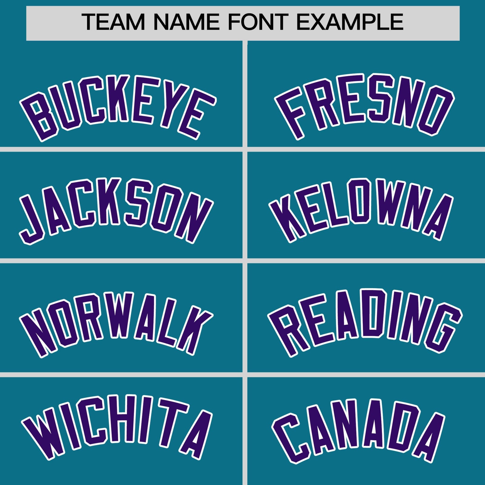 Personalised coach jacket team name lettering and font examples - Style 4 | KXKSHOP