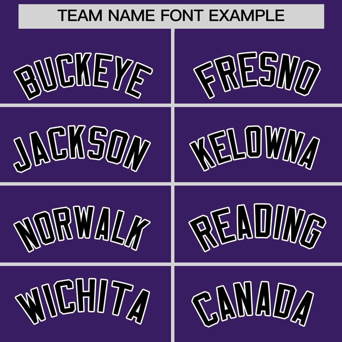 Personalised coach jacket team name lettering and font examples - Style 4 | KXKSHOP