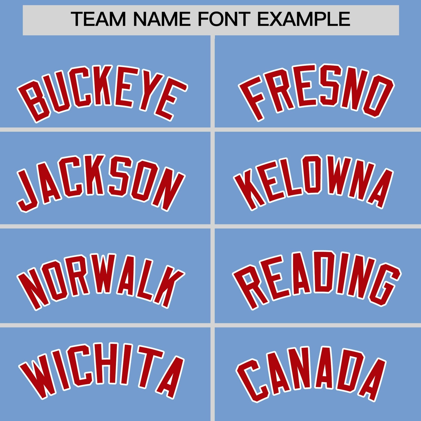 Personalised coach jacket team name lettering and font examples - Style 4 | KXKSHOP