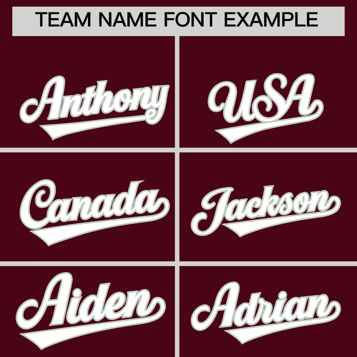 Personalised coach jacket team name lettering and font examples - Style 2 | KXKSHOP