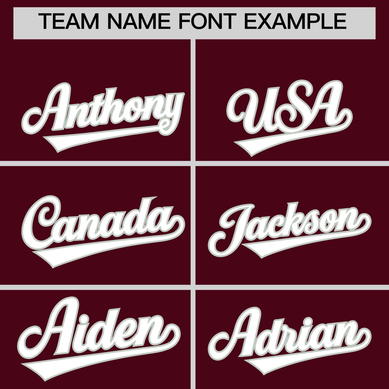 Personalised coach jacket team name lettering and font examples - Style 2 | KXKSHOP