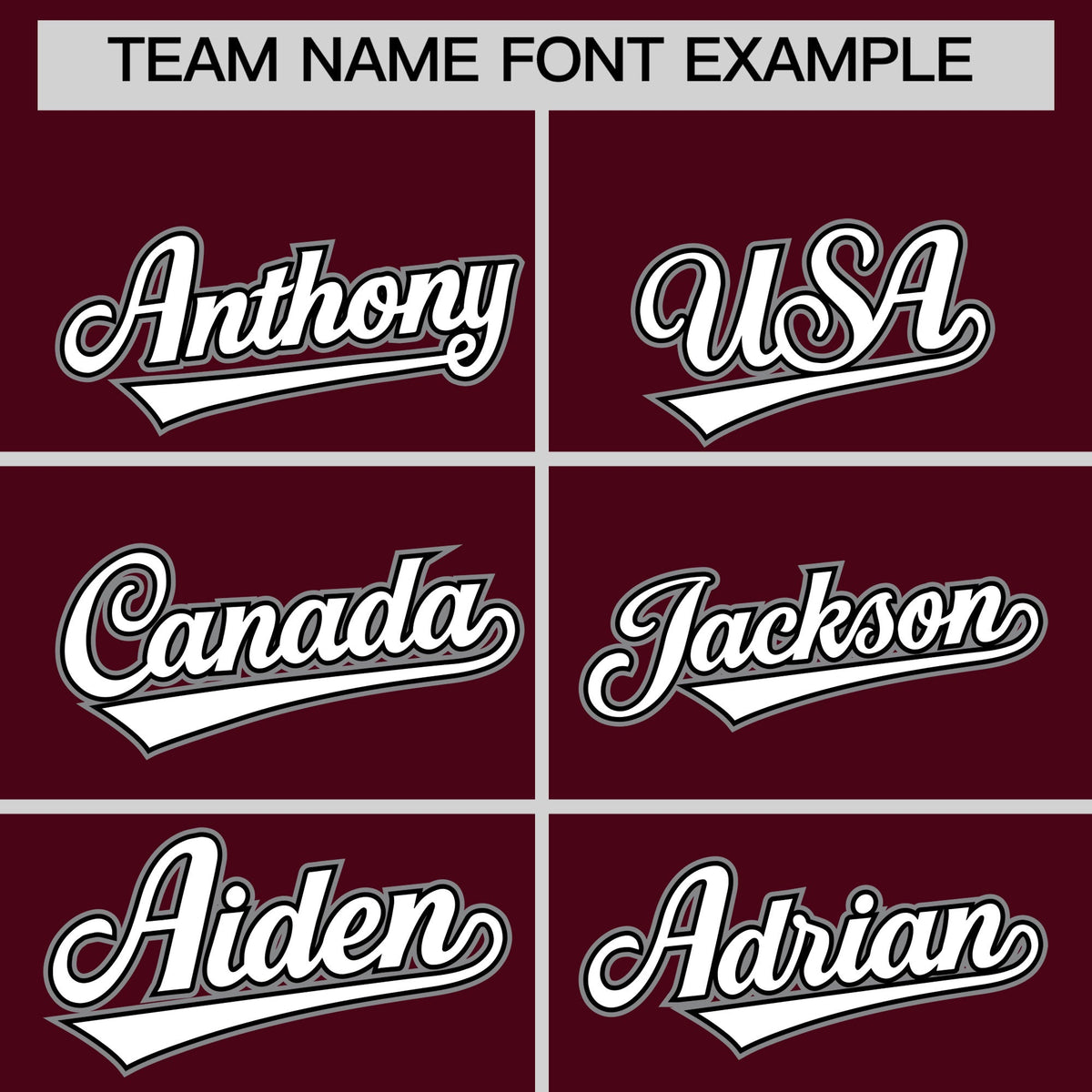 Personalised coach jacket team name lettering and font examples - Style 2 | KXKSHOP