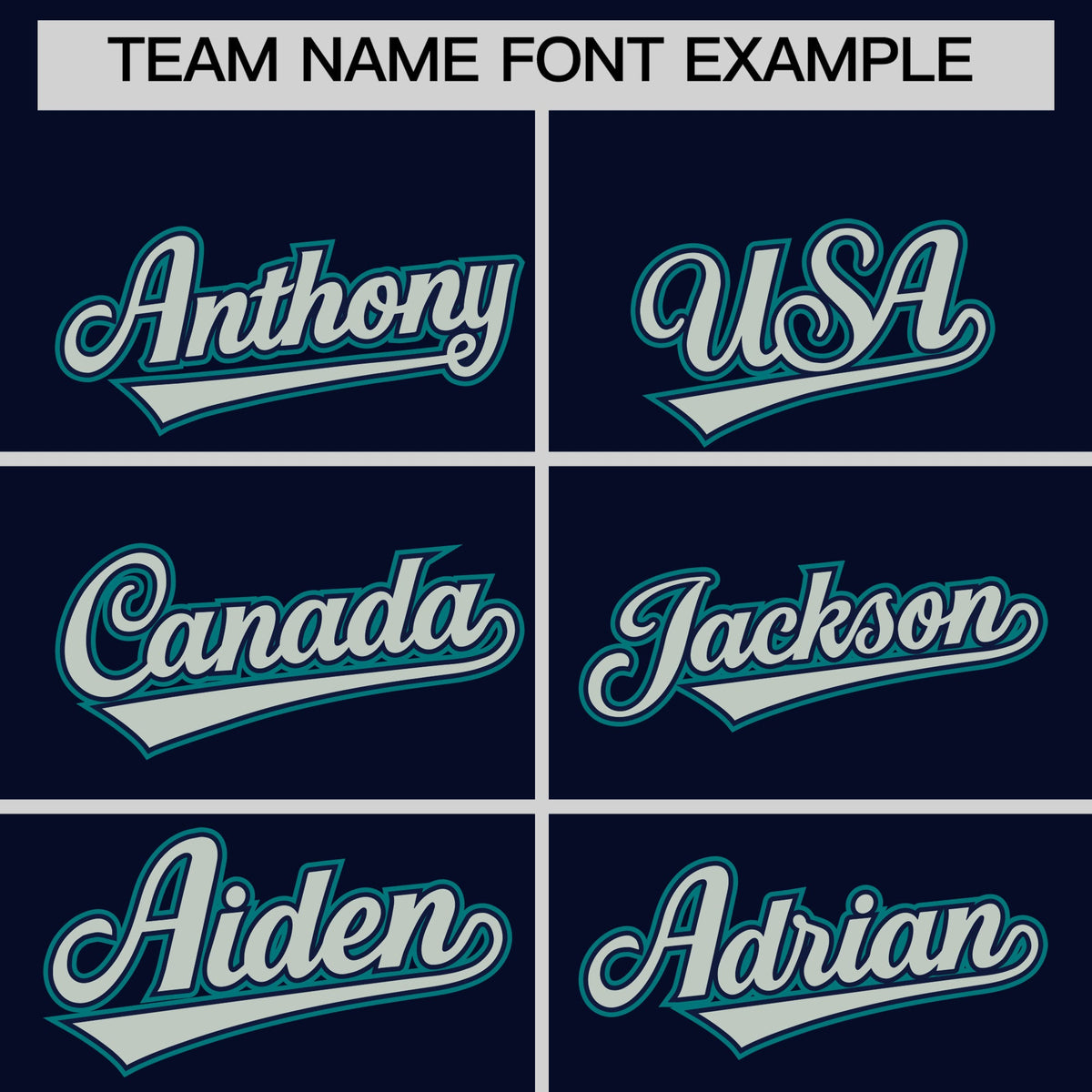 Personalised coach jacket team name lettering and font examples - Style 2 | KXKSHOP