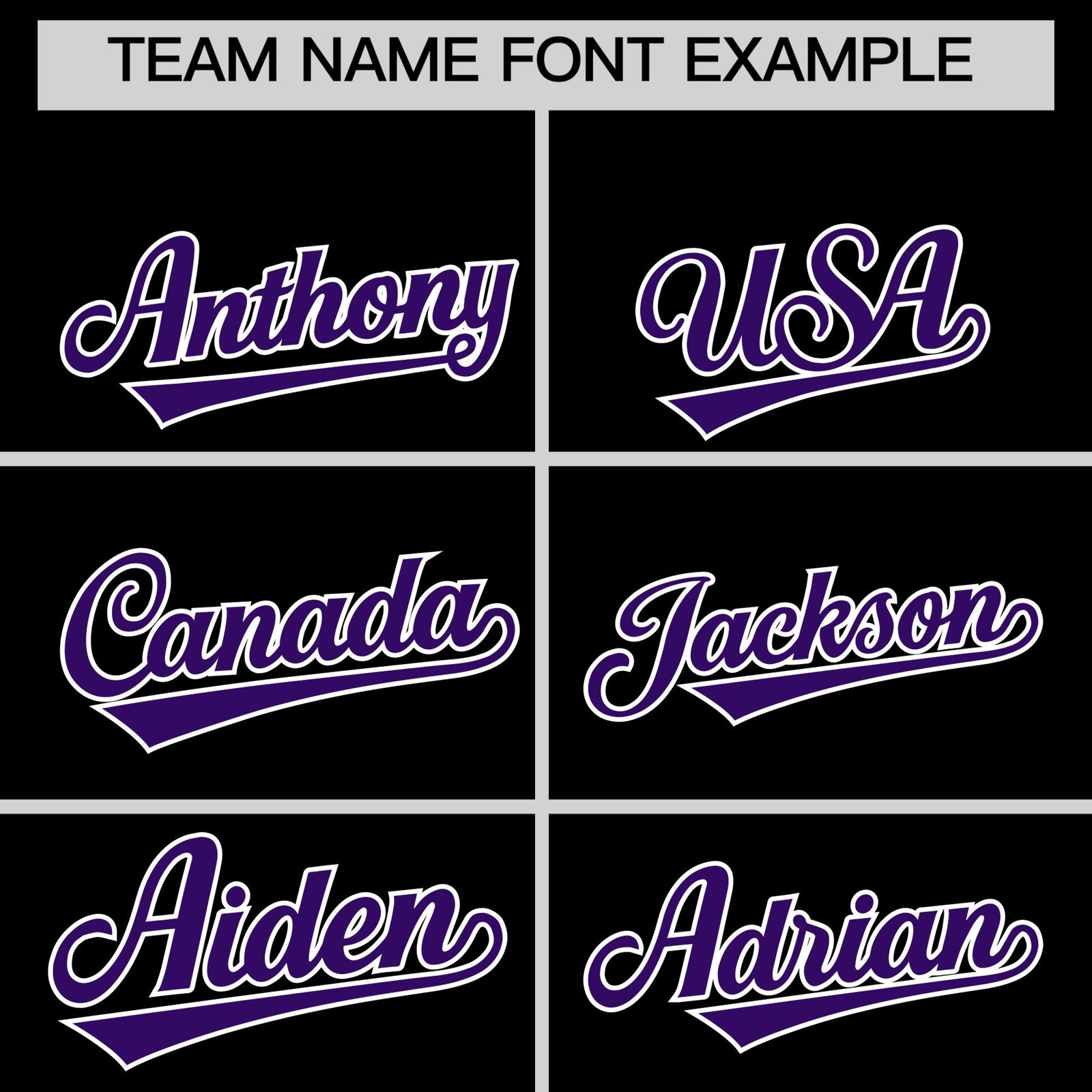 Personalised coach jacket team name lettering and font examples - Style 2 | KXKSHOP