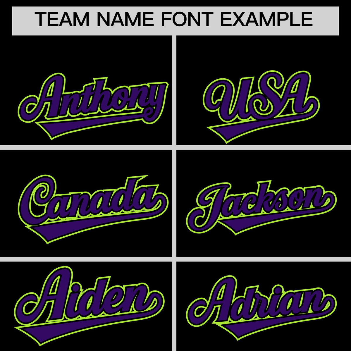 Personalised coach jacket team name lettering and font examples - Style 2 | KXKSHOP