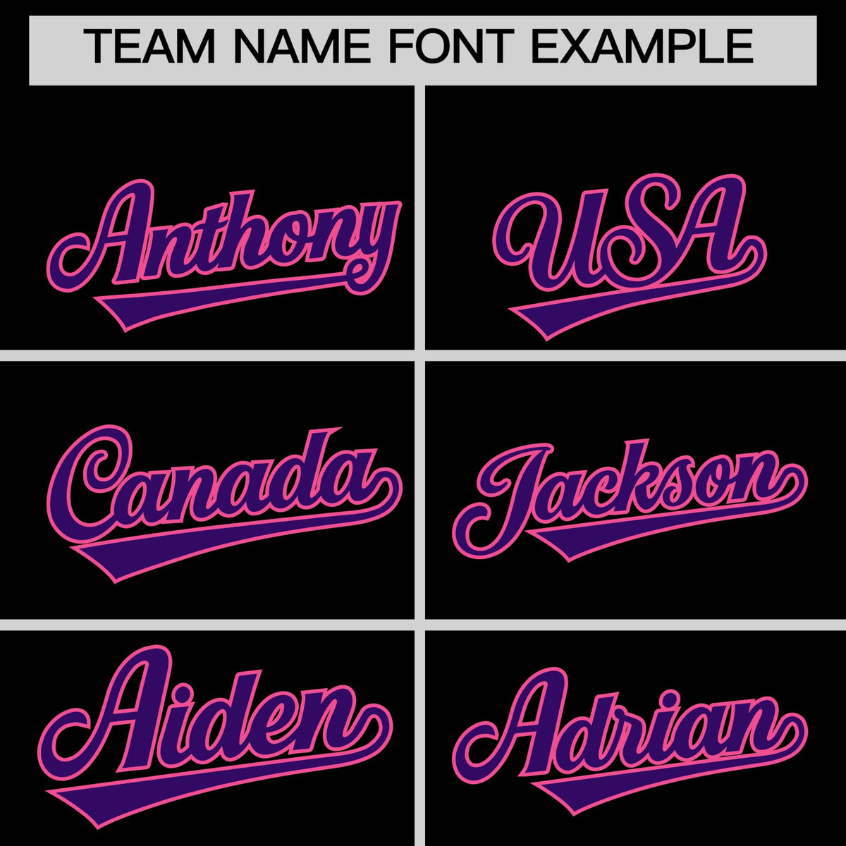 Personalised coach jacket team name lettering and font examples - Style 2 | KXKSHOP