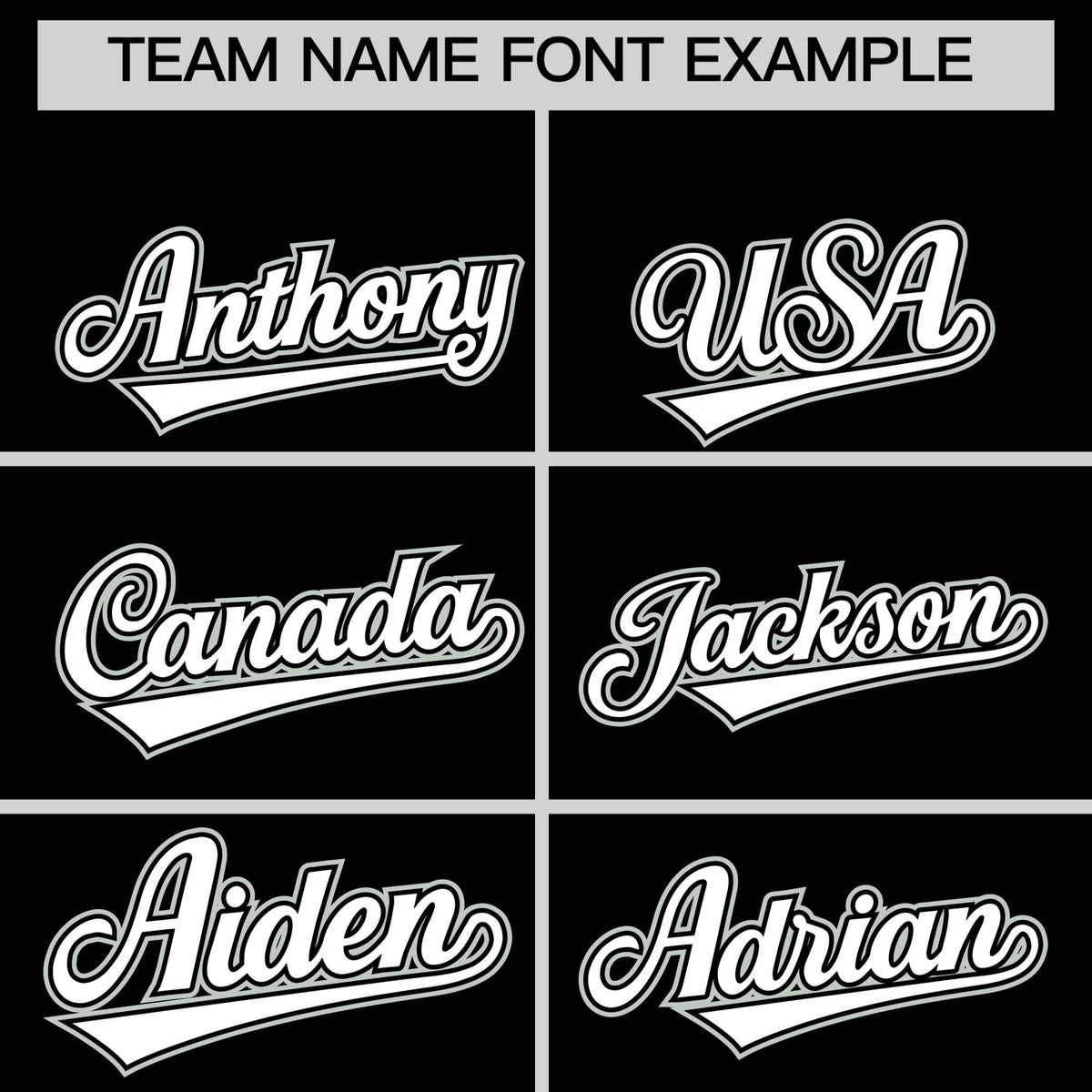Personalised coach jacket team name lettering and font examples - Style 2 | KXKSHOP
