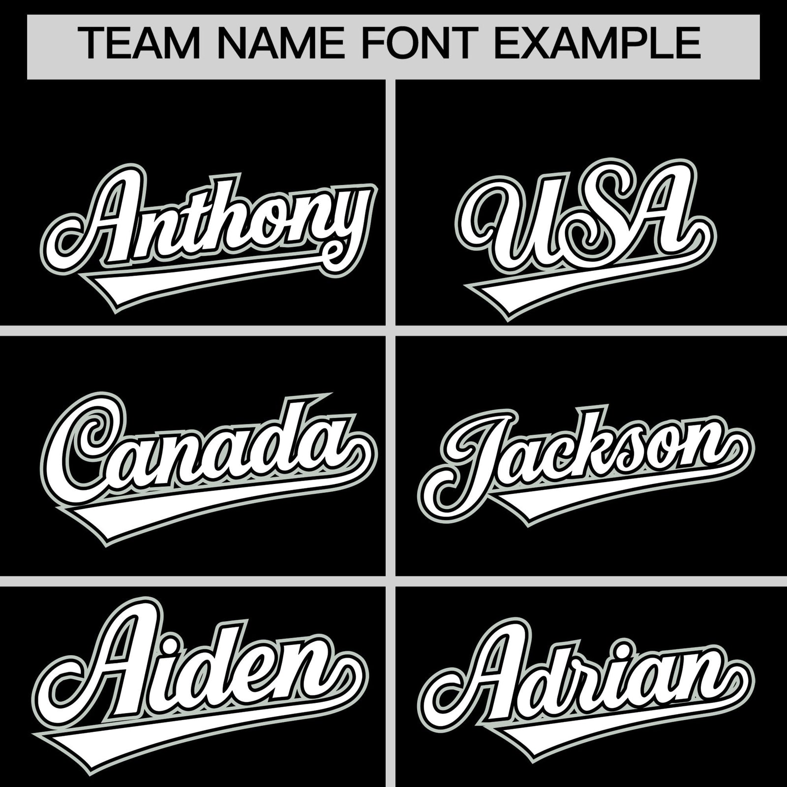 Personalised coach jacket team name lettering and font examples - Style 2 | KXKSHOP