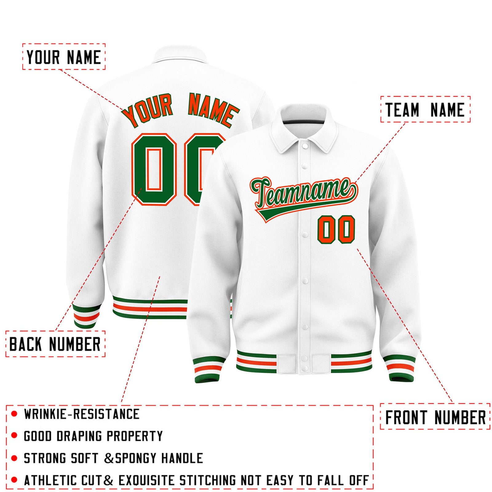 Personalised collared jacket customisation guide - names, numbers and team logos - Style 2 | KXKSHOP