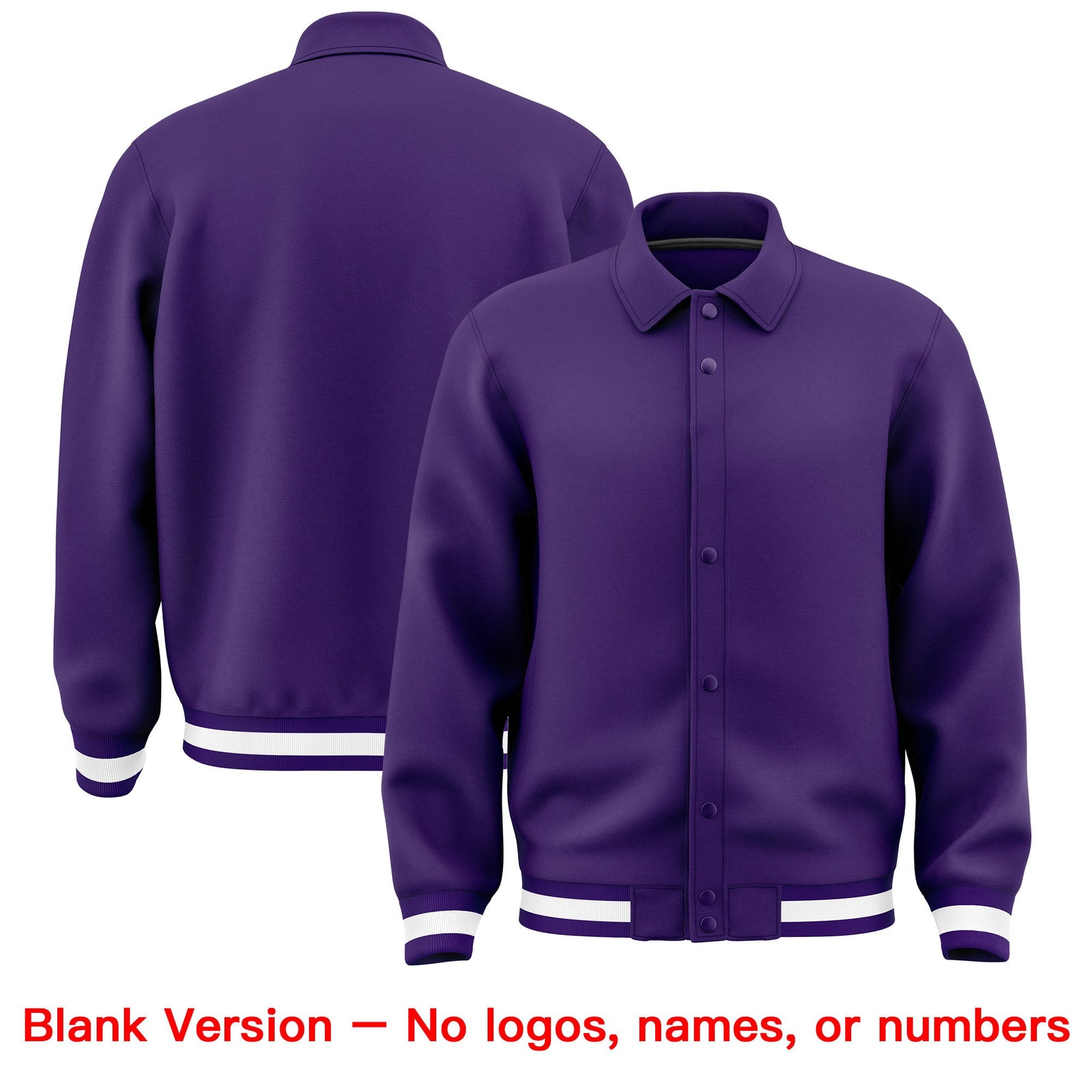 Custom Purple, Kelly Green, White collared coach jacket blank template - no names or numbers - Style 2 | KXKSHOP