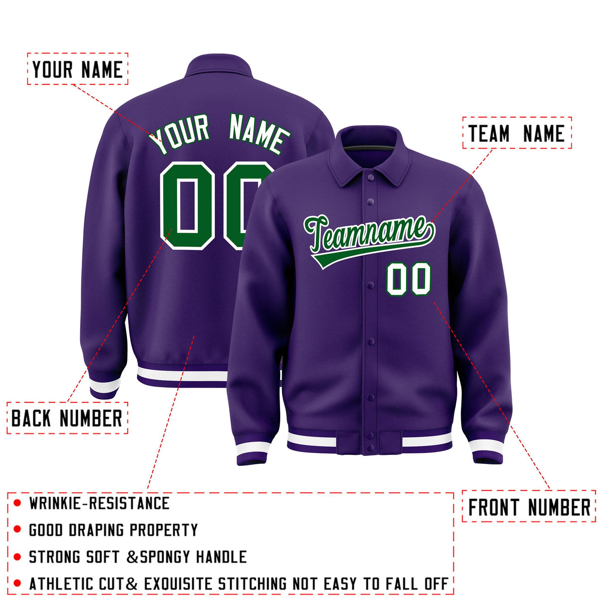 Personalised collared jacket customisation guide - names, numbers and team logos - Style 2 | KXKSHOP