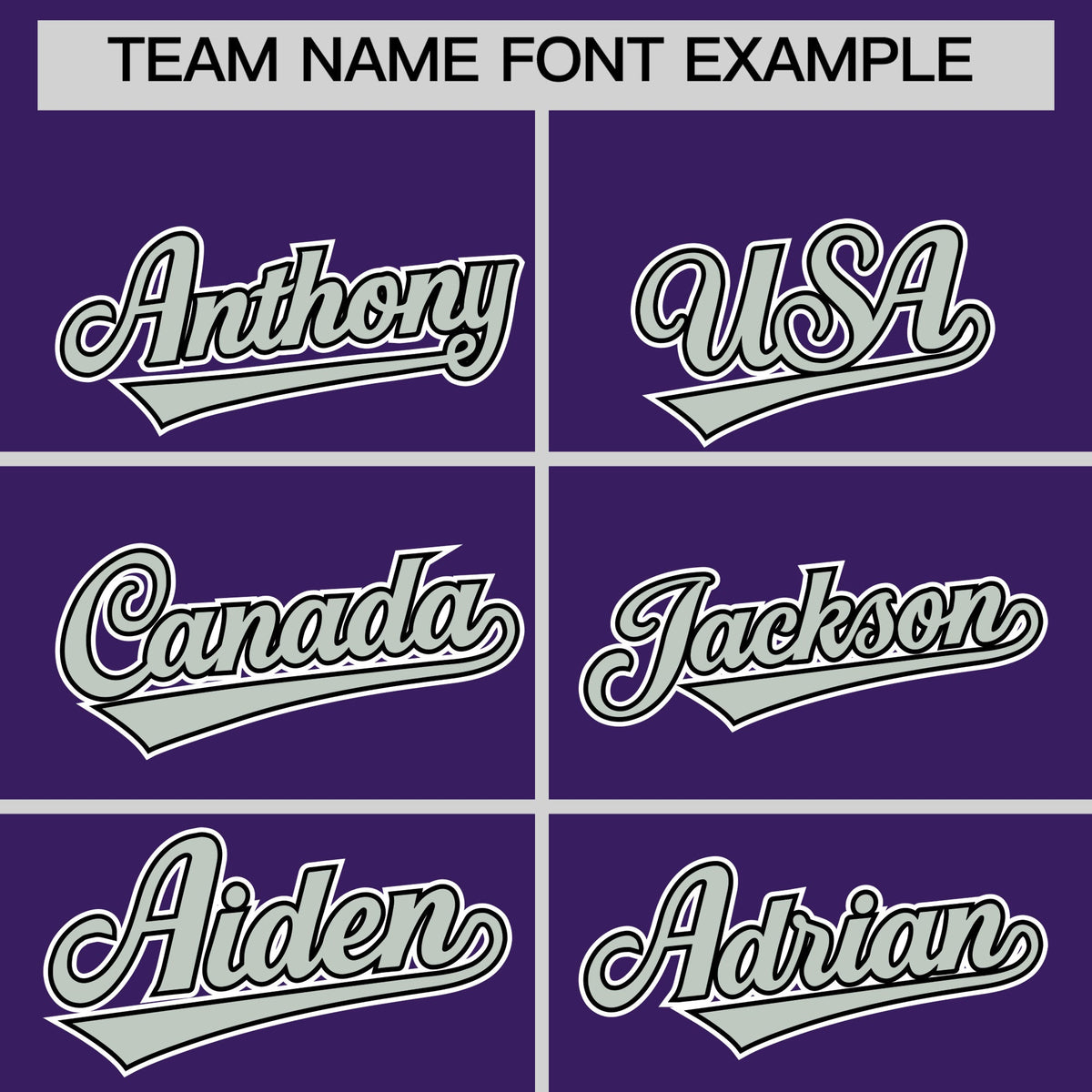 Personalised coach jacket team name lettering and font examples - Style 2 | KXKSHOP
