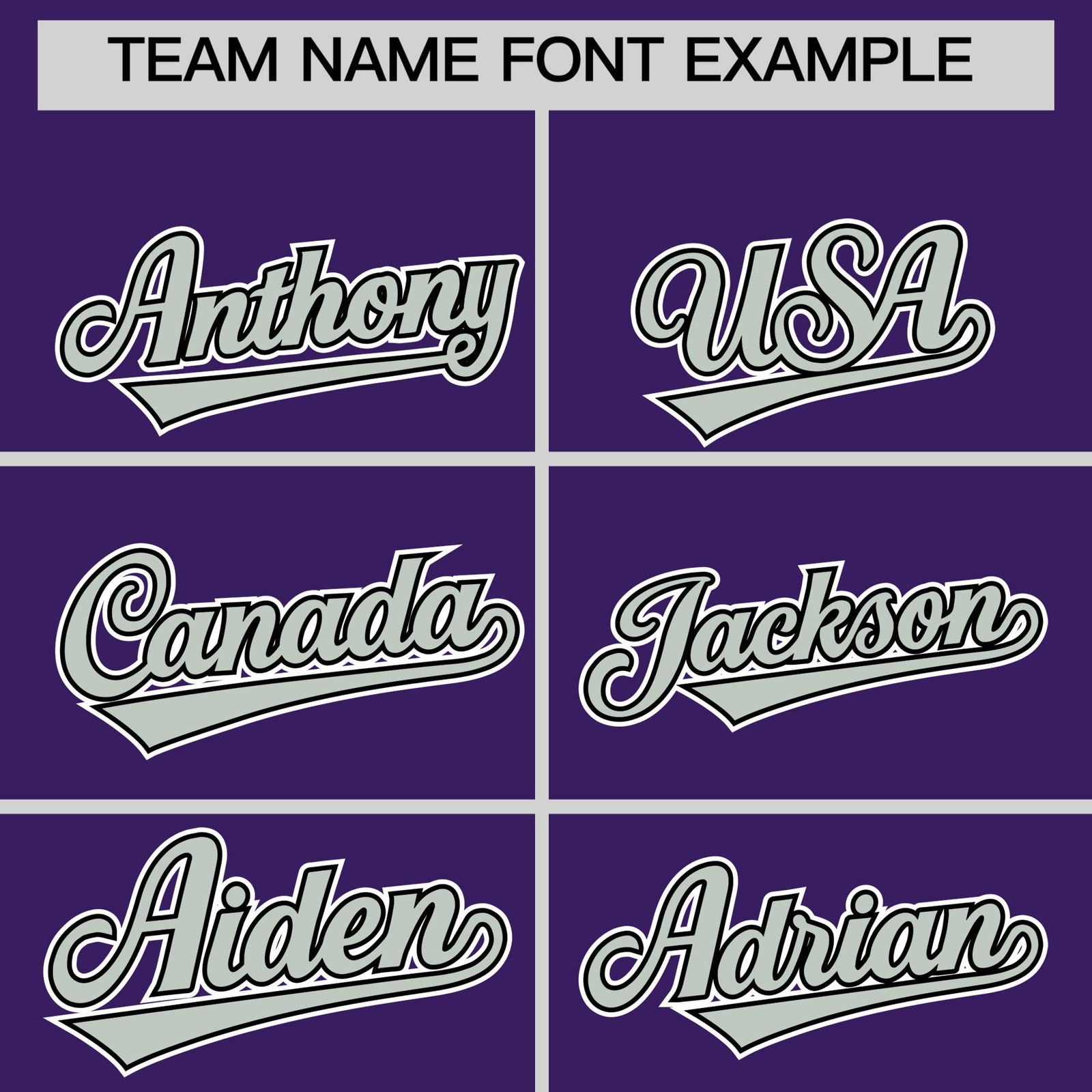 Personalised coach jacket team name lettering and font examples - Style 2 | KXKSHOP