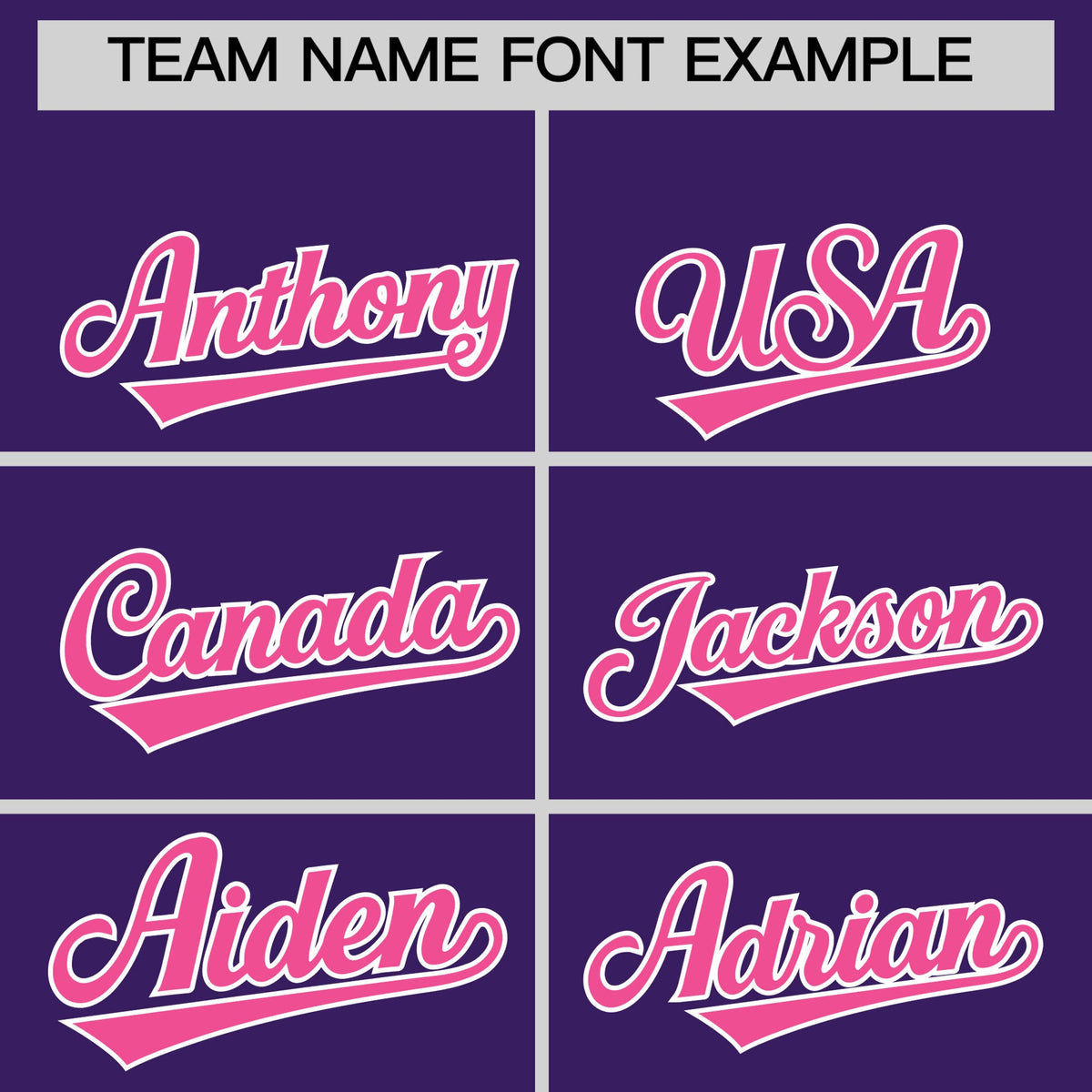Personalised coach jacket team name lettering and font examples - Style 2 | KXKSHOP